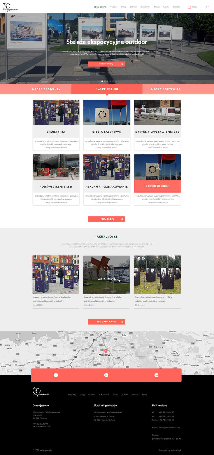 Projektowanie stron www - Metaloplastyka, strona główna