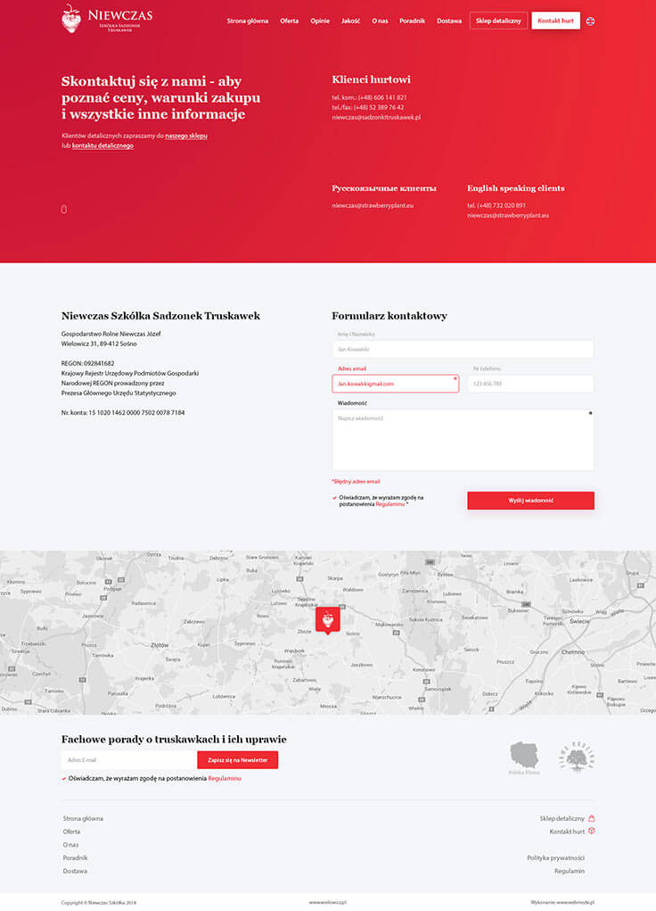 Projektowanie stron www - Niewczas, kontakt