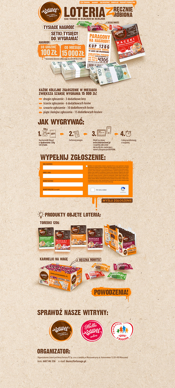 Projektowanie stron www - Wawel, Loteria Zręcznie robiona