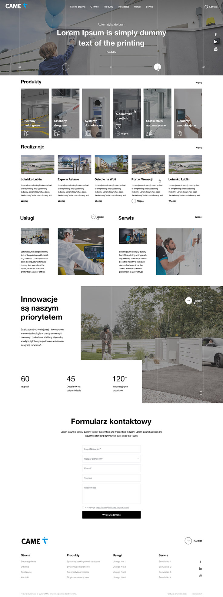 Projektowanie stron www- Came, strona główna